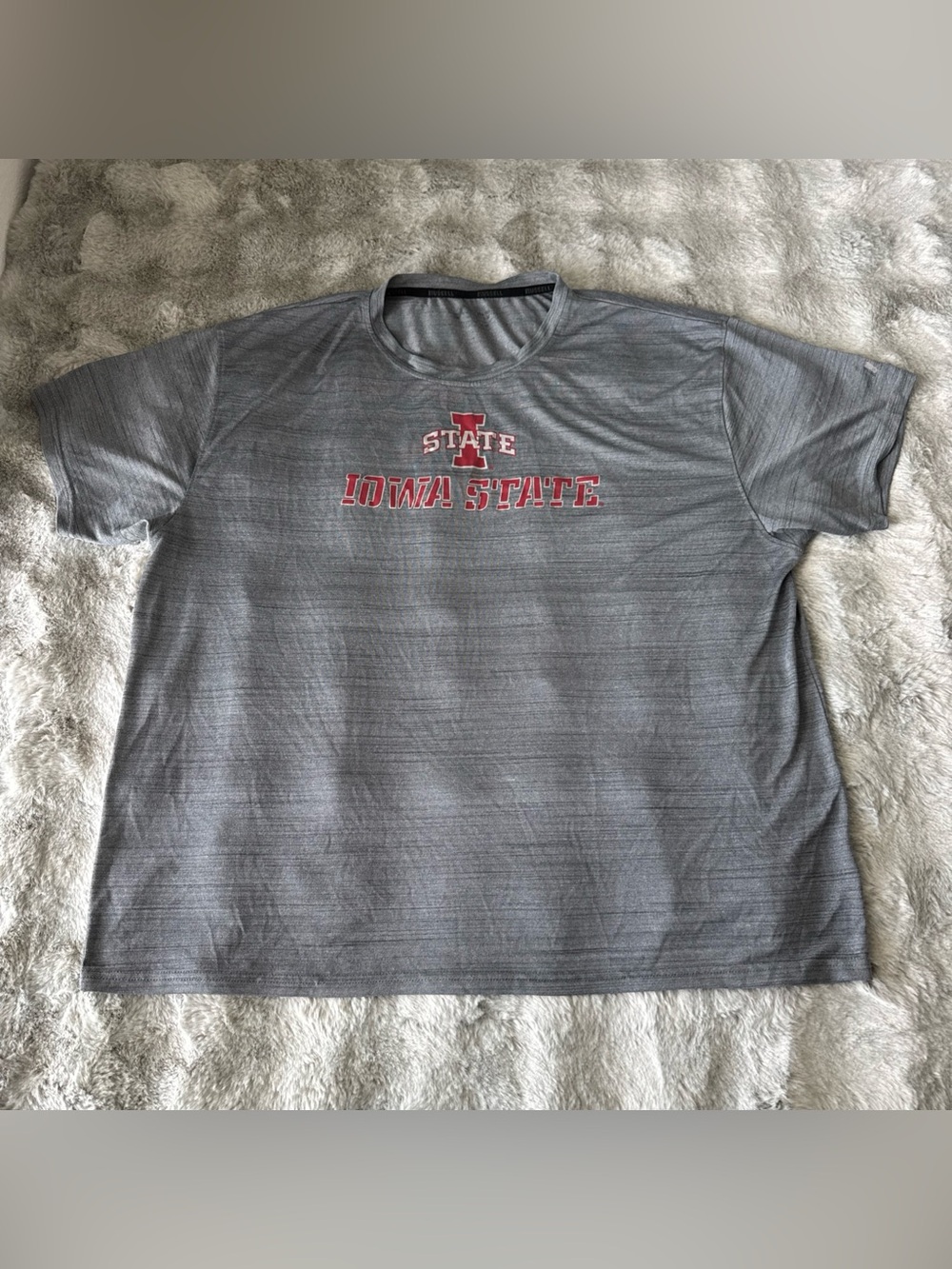 Russell Athletic Gray Heather Iowa State Crew Tee with Red Logo-0583